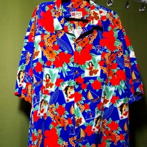 Mens Hilo Hattie Red Blue Ukelele 5xl